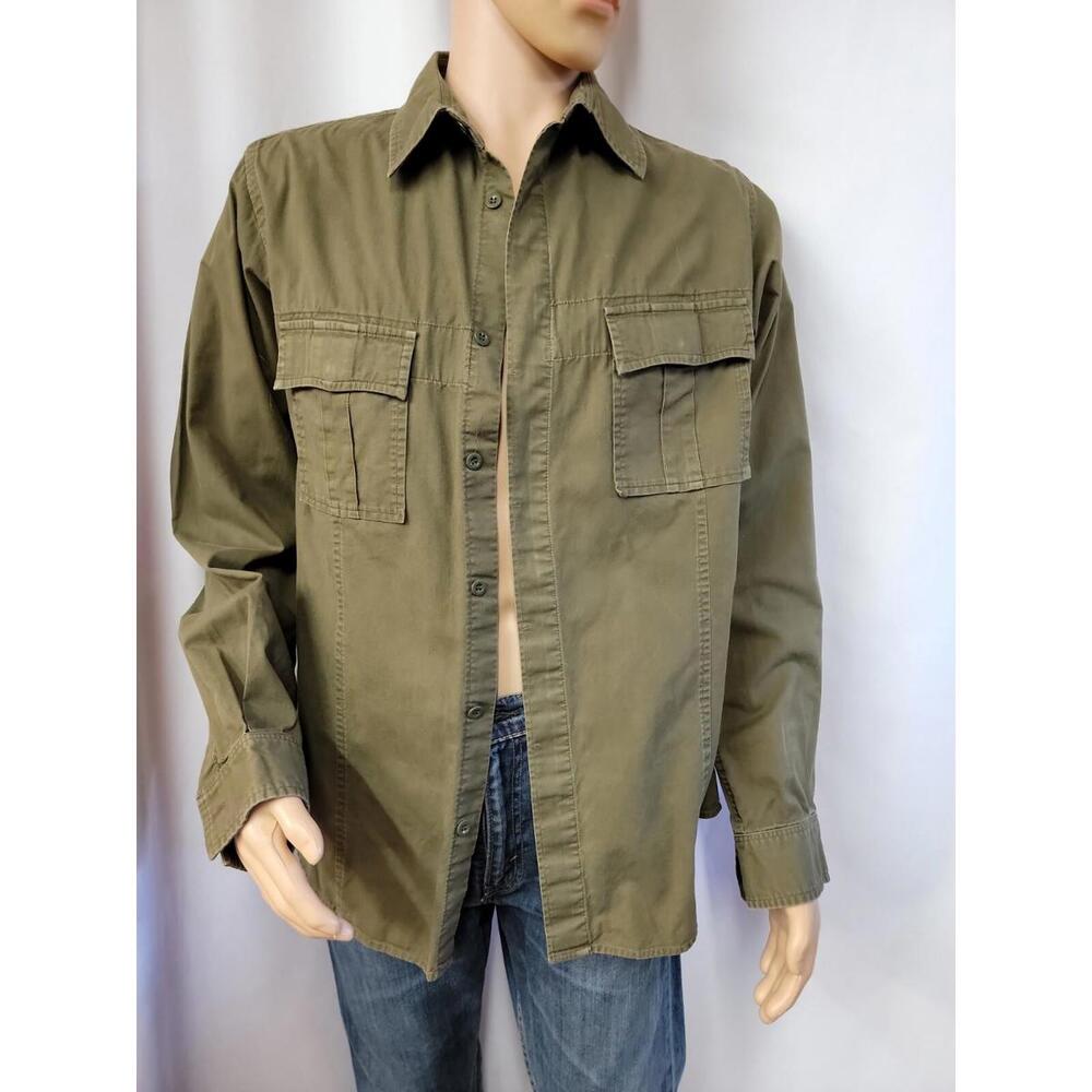 Yohji Yamamoto Size 5 Green Washed cotton Men's Buttons Up Long SLV. shirt #WM1